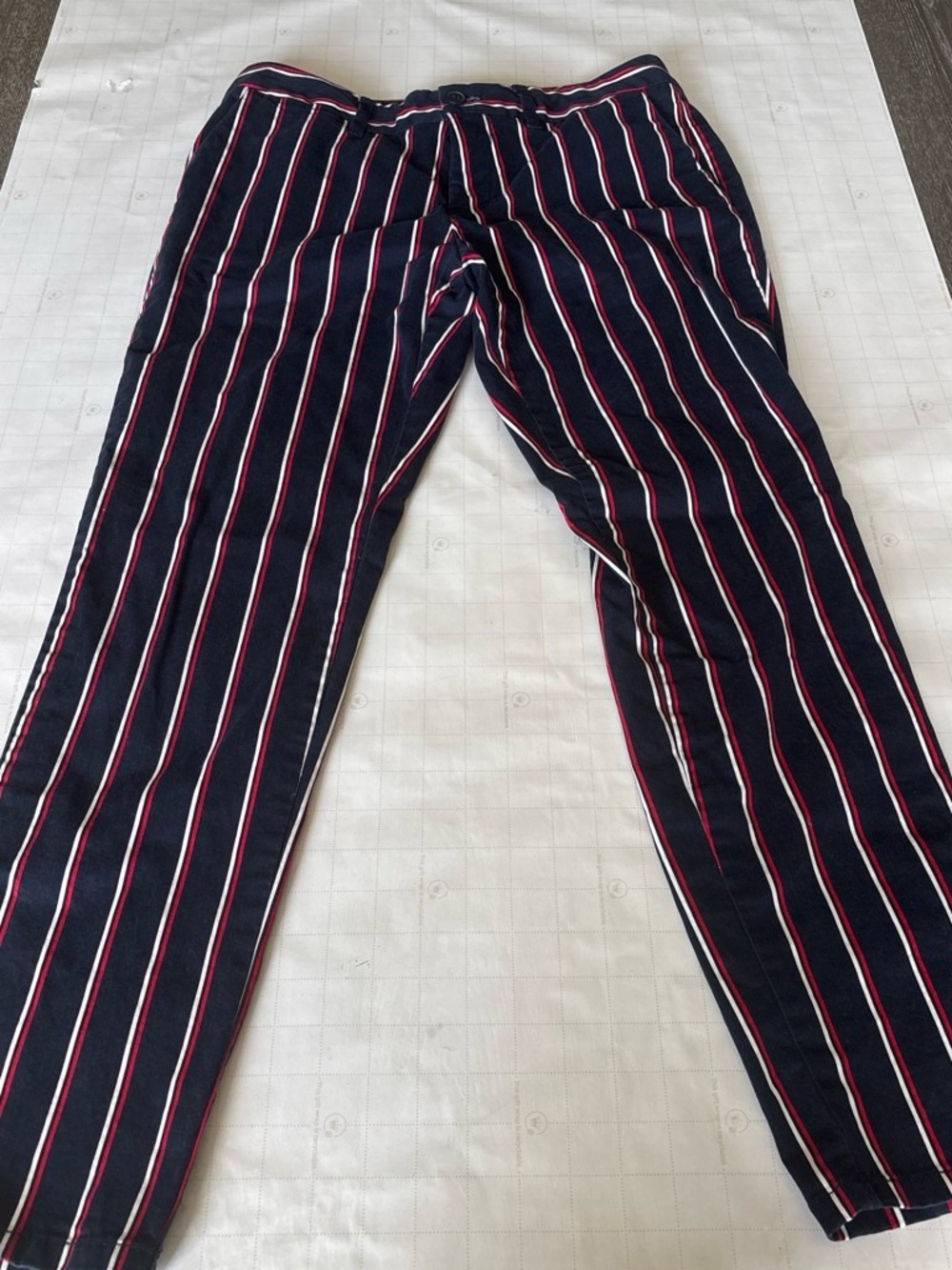Tommy Hilfiger Navy Pants with Red & White Stripe Detail